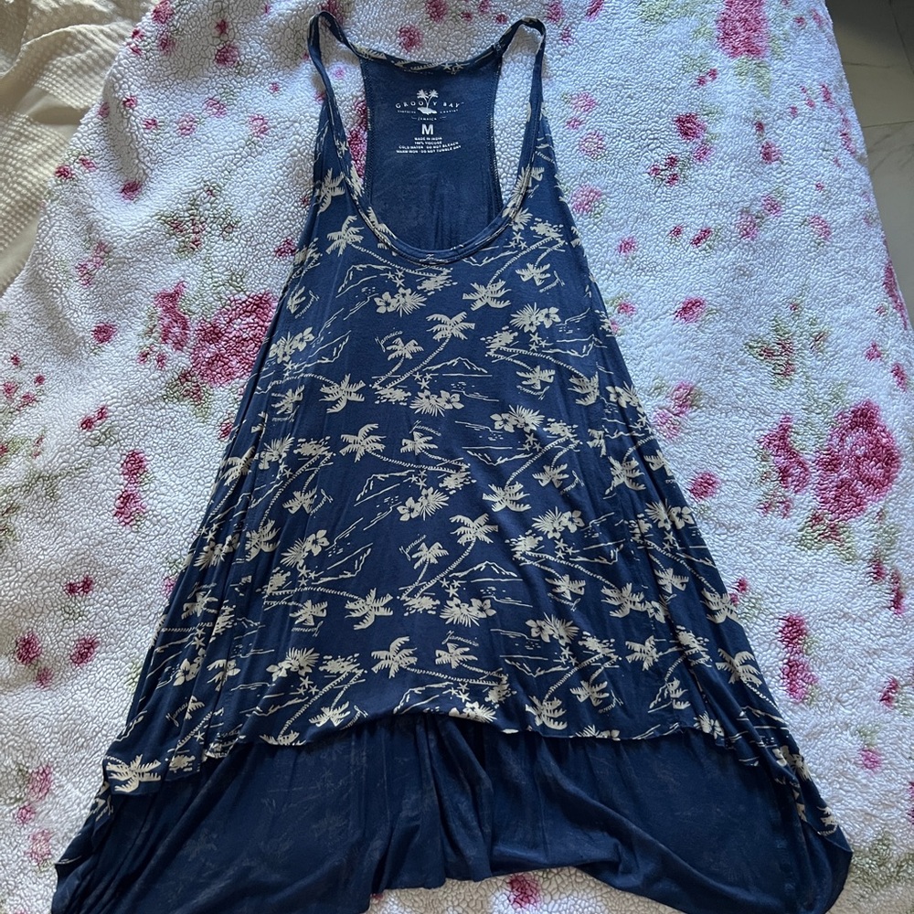 Tropical Navy Blue Tank Top